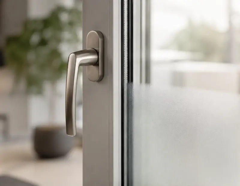 Fenstergriffe und Glasgestaltung