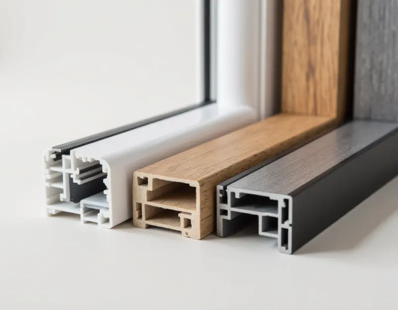 Auswahl verschiedener Fenstermaterialien