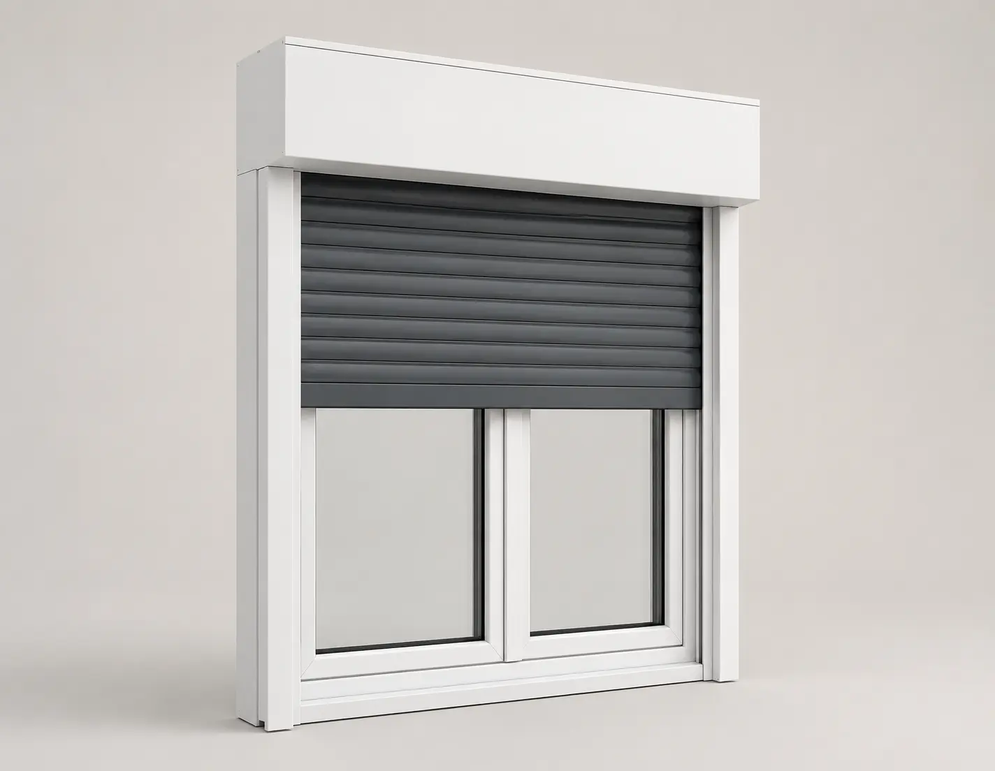 Aufsatzrollladen mit direkt auf dem Fenster sitzendem Rollladenkasten