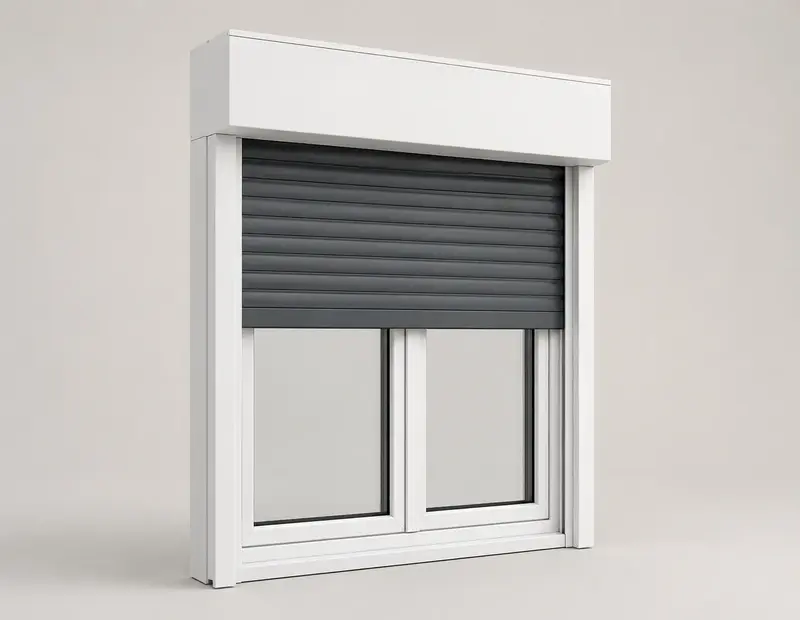 Aufsatzrollladen mit direkt auf dem Fenster sitzendem Rollladenkasten