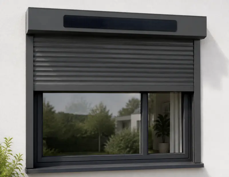 Solarmodul an einem Vorbaurollladen