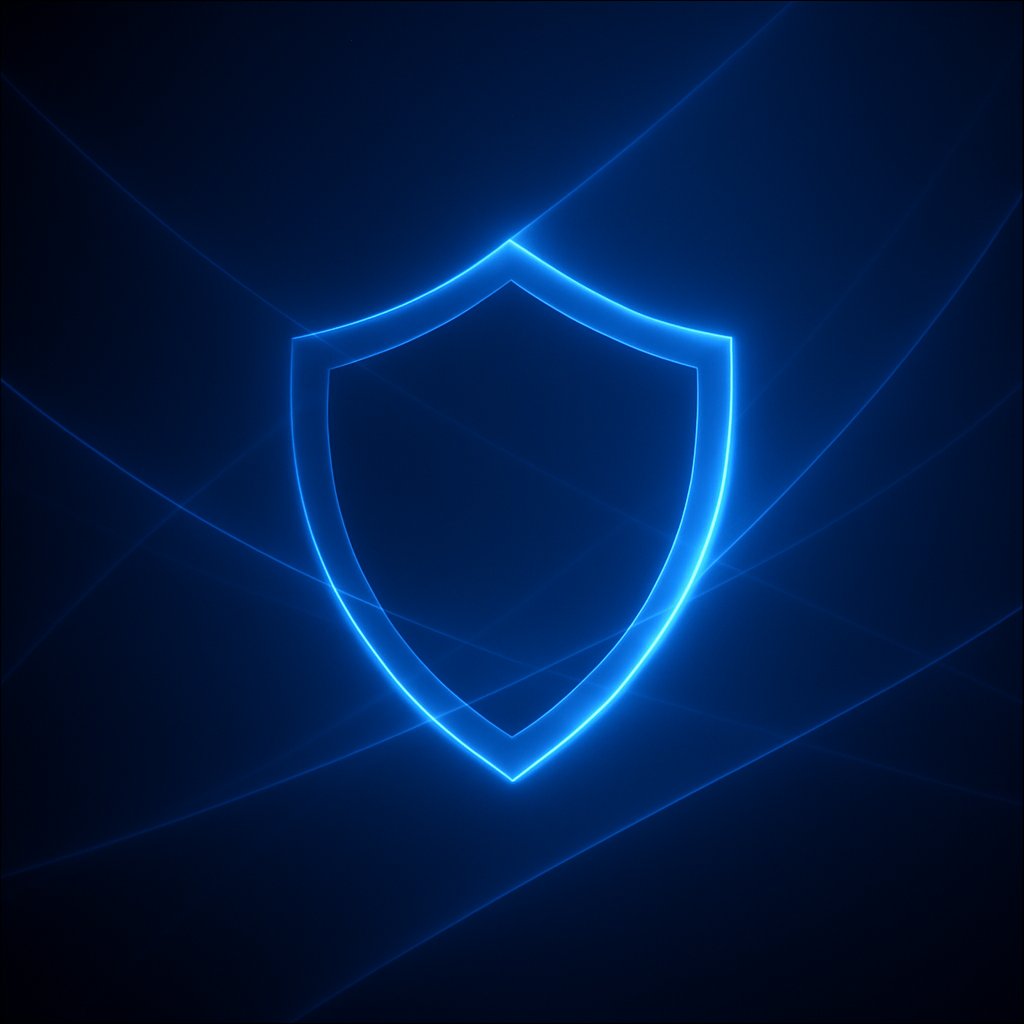 Abstraktes blaues Schild, das Sicherheit und Einbruchschutz symbolisiert